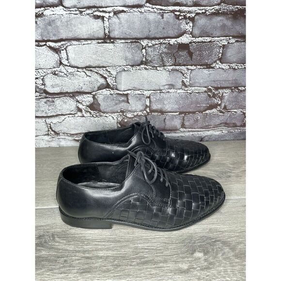 PARAGON Black Leather Basketweave Woven Weave Dress Lace Shoes Men Sz 8M US/41EU main image 15